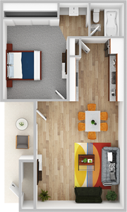 A1 - One Bedroom / One Bath - 504 Sq.Ft.*